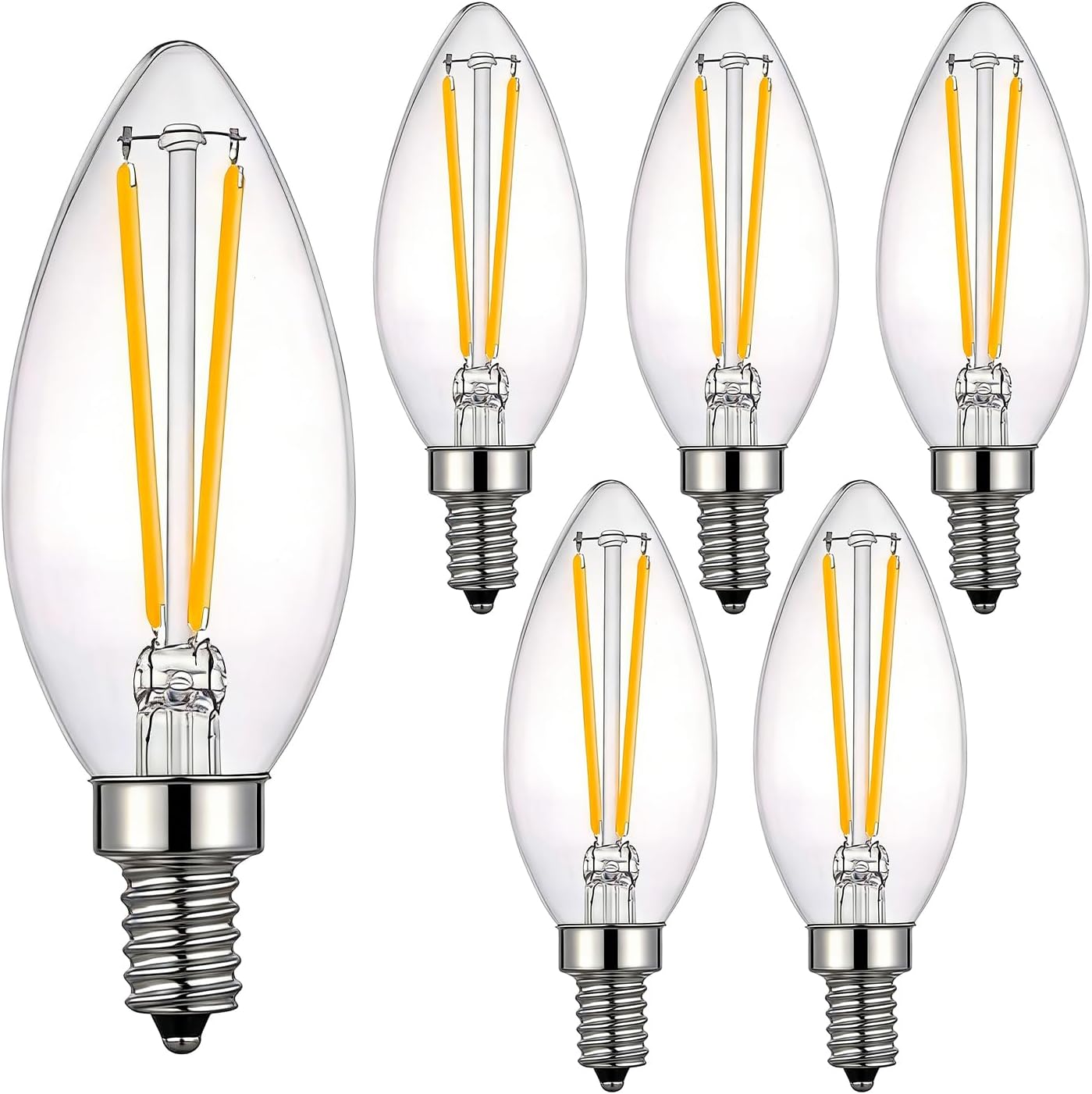Bombilla LED B11 E12 filamento 2700K vidrio transparente