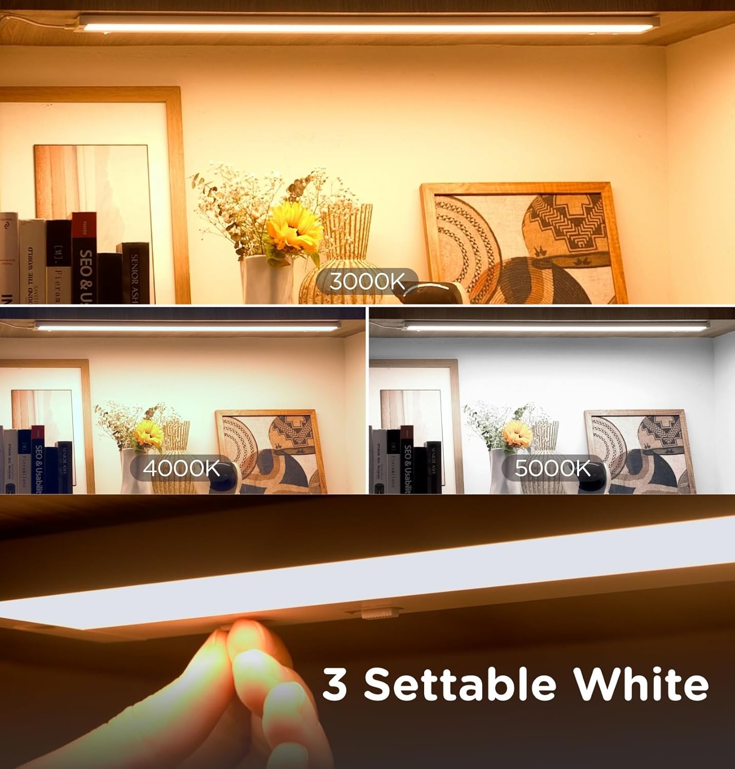 Enchufe luz LED para gabinete 18pulg 3 colores