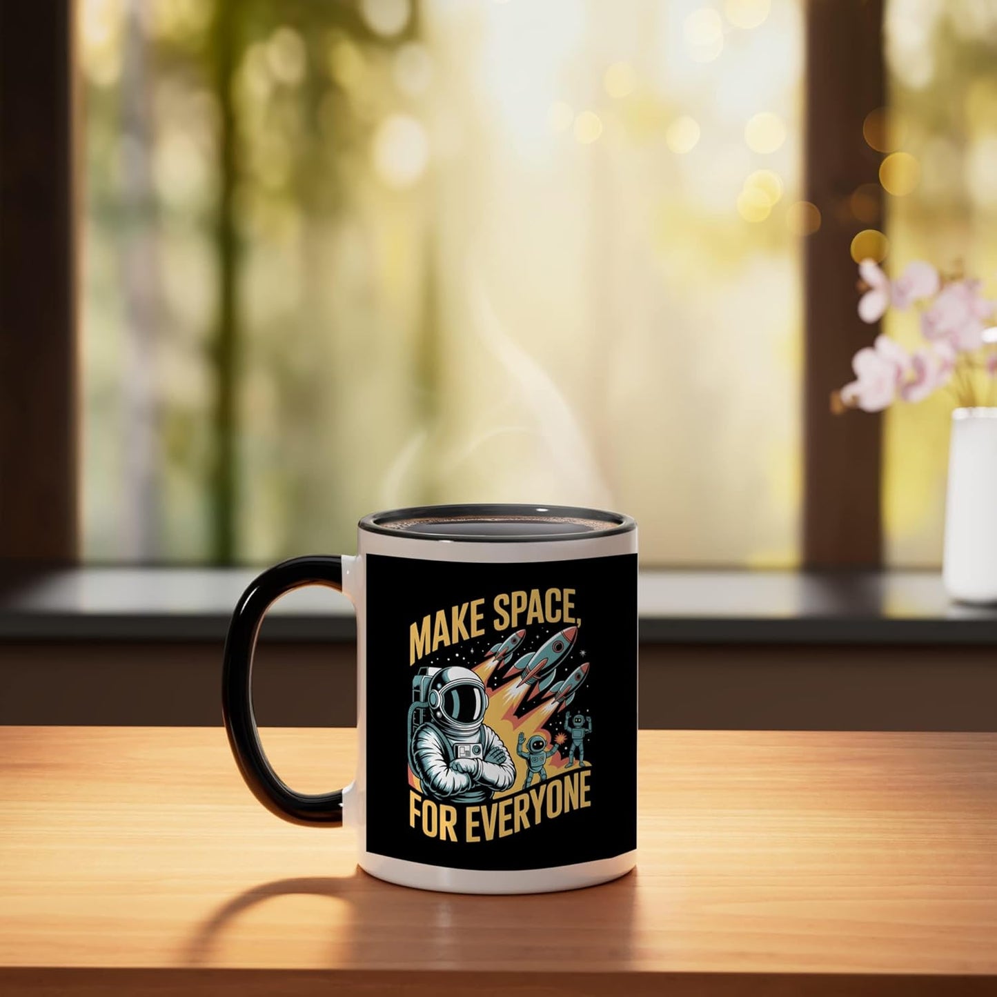 Taza Cerámica Astronomía Espacio Negro/Blanco