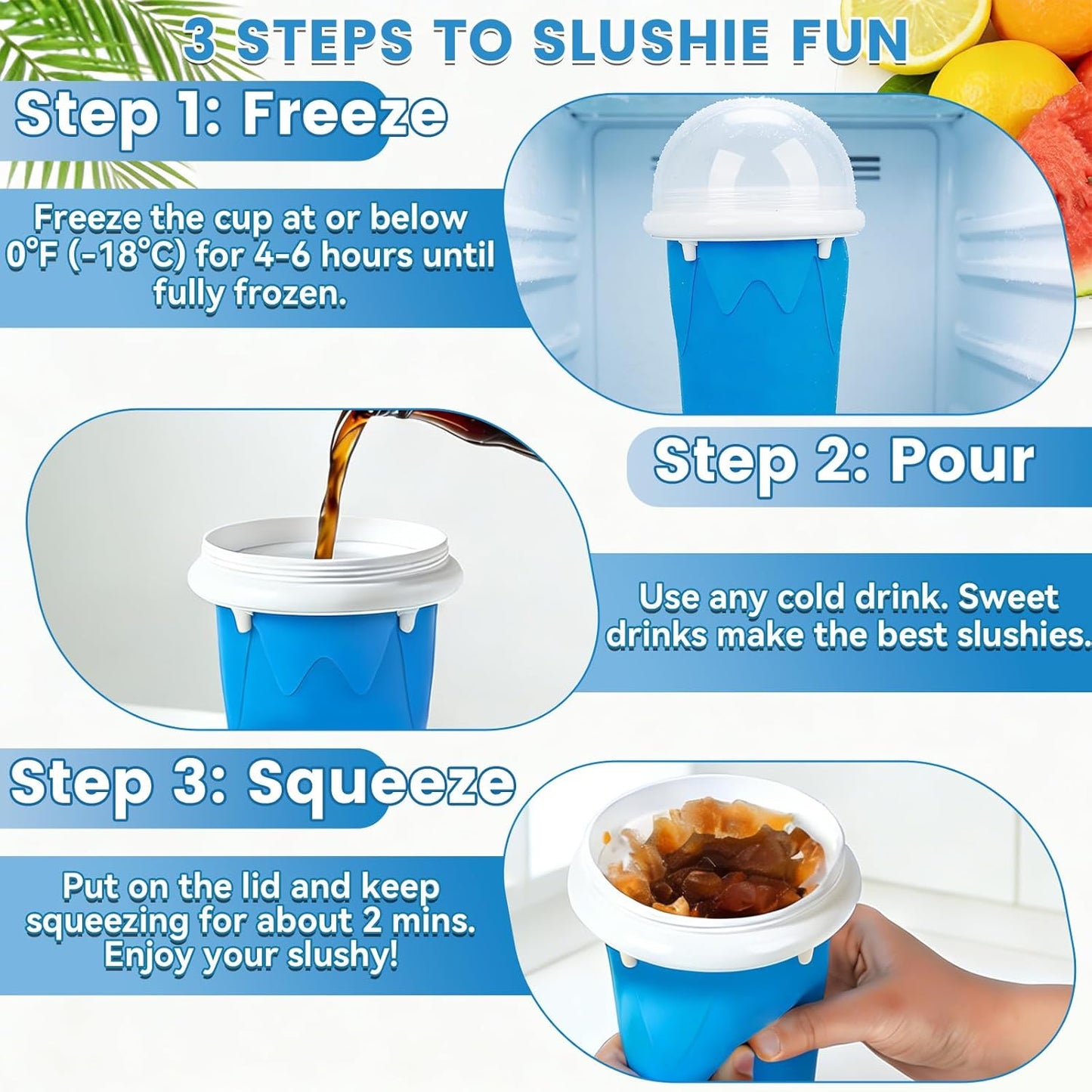 Vaso Granizado 16.9oz con Tapas Popote para Niños Familia