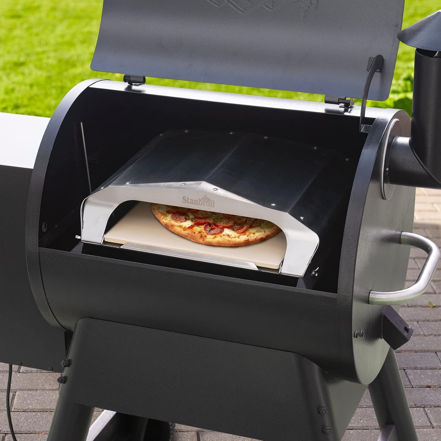 Accesorio horno pizza leña para parrillas pellets plateado