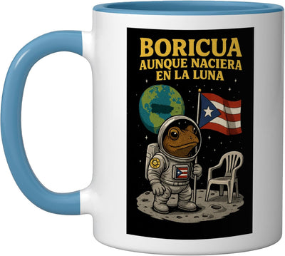 Taza cerámica bandera Puerto Rico Boricua orgullo azul/blanco