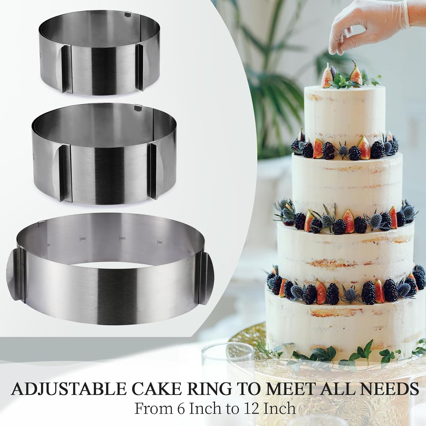 Juego de anillos de pastel de 6 a 12 pulgadas con molde ajustable