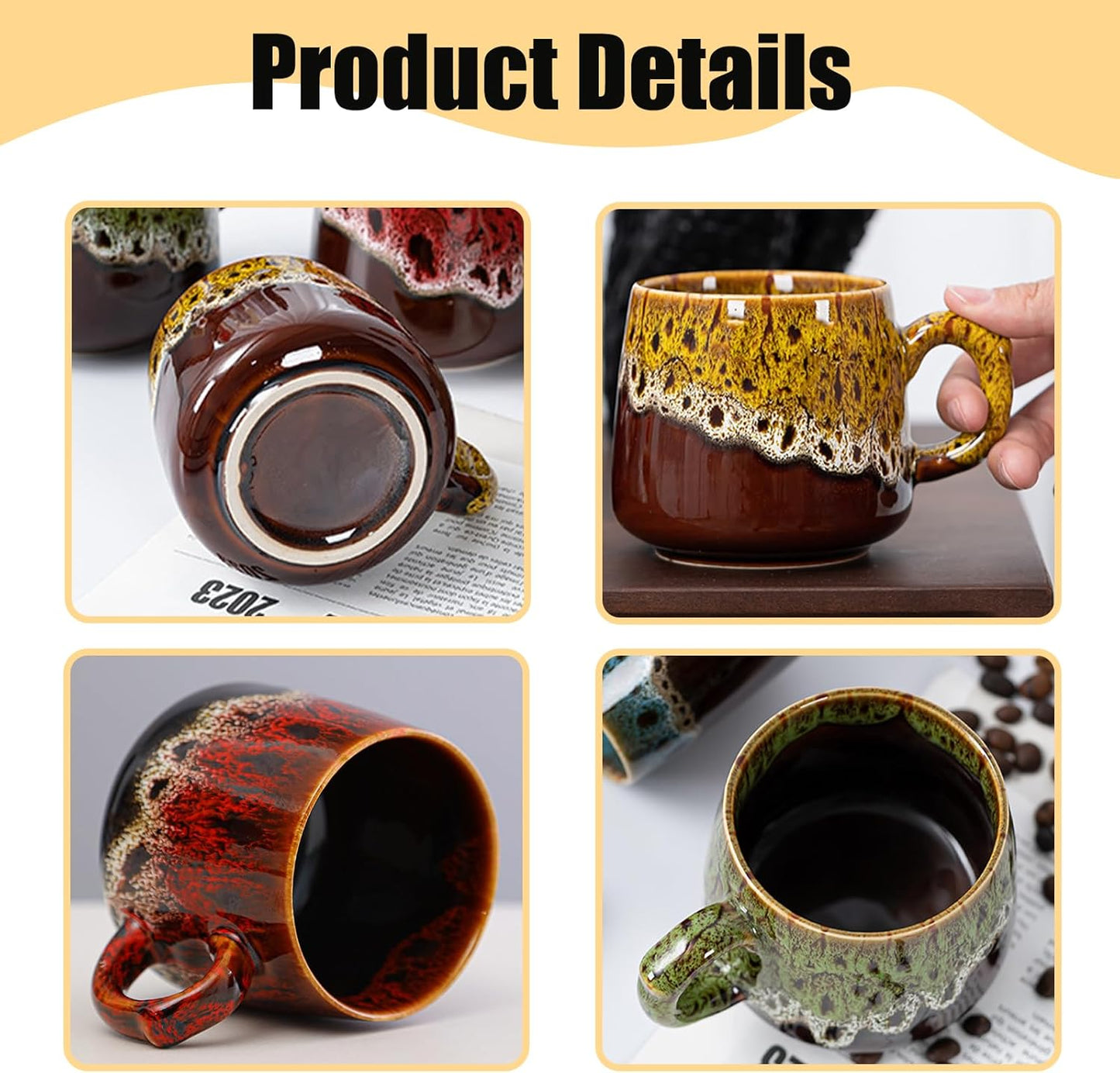 Taza de café y té grande con aspecto cerámico azul