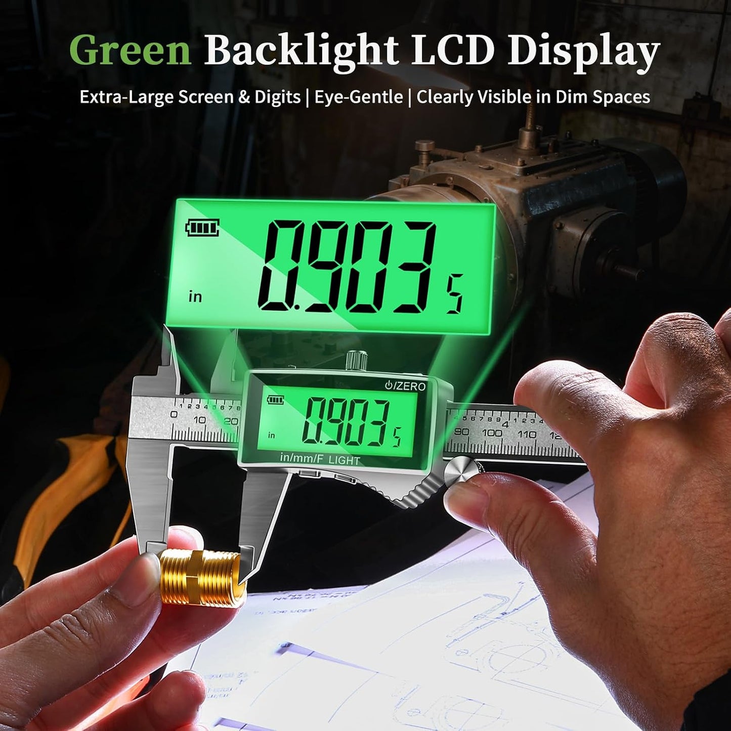 Pinza digital recargable 6pulg pantalla LCD acero inox