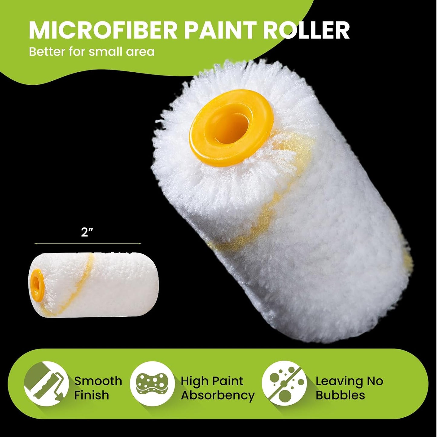 Kit 12 Rodillos Pintura 2pulg Microfibra Cubiertas Cepillo Esponja