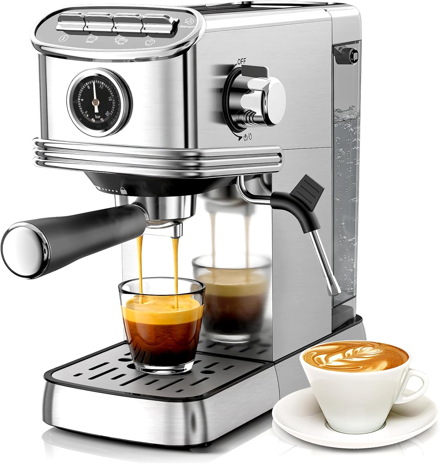 Cafetera Espresso 20 Bar Espumador Leche Acero Inox