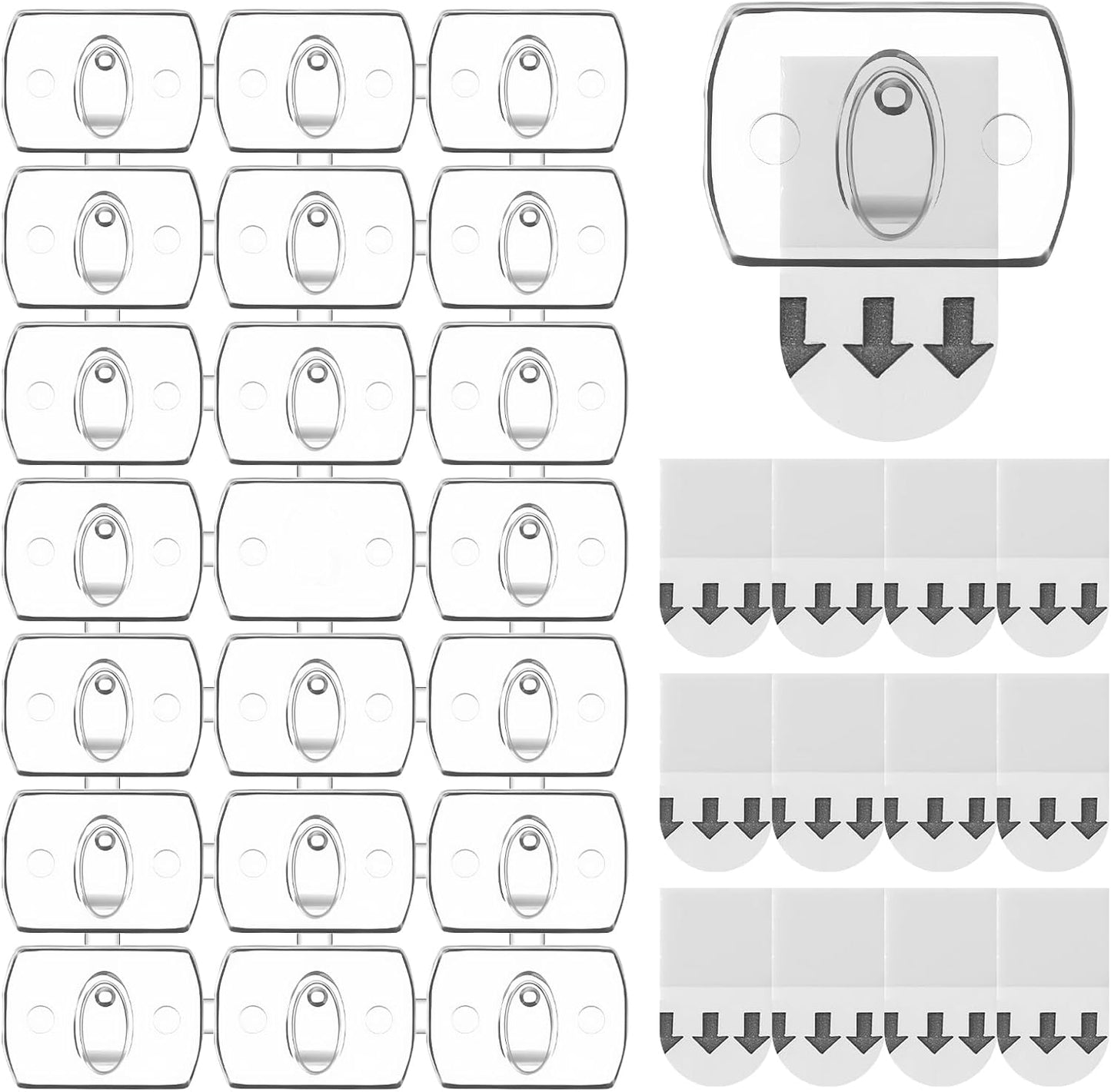 60 Mini Ganchos Adhesivos Tira Luces Transparente Extraible