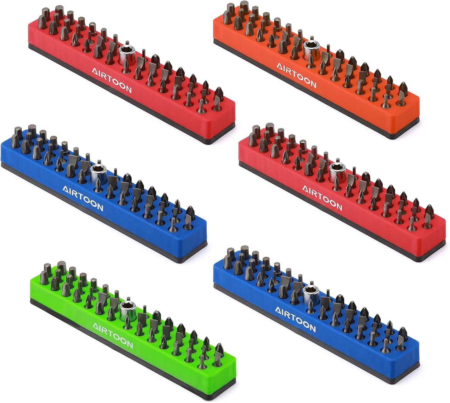 6 Soportes Magnéticos Brocas 1/4pulg Rojo