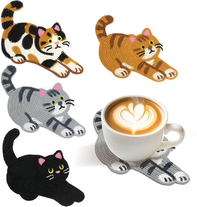 Posavasos tejidos gato para escritorio decoración regalo