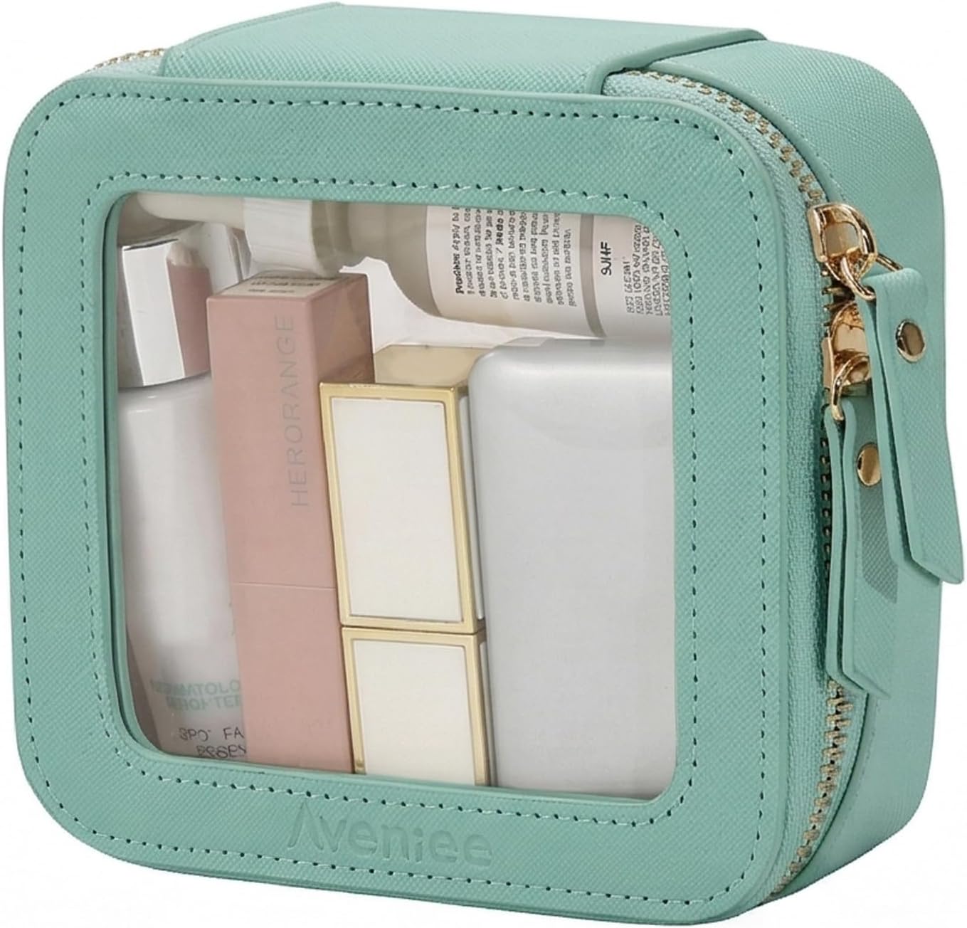 Bolsa maquillaje viaje TSA aprobada con cremallera verde