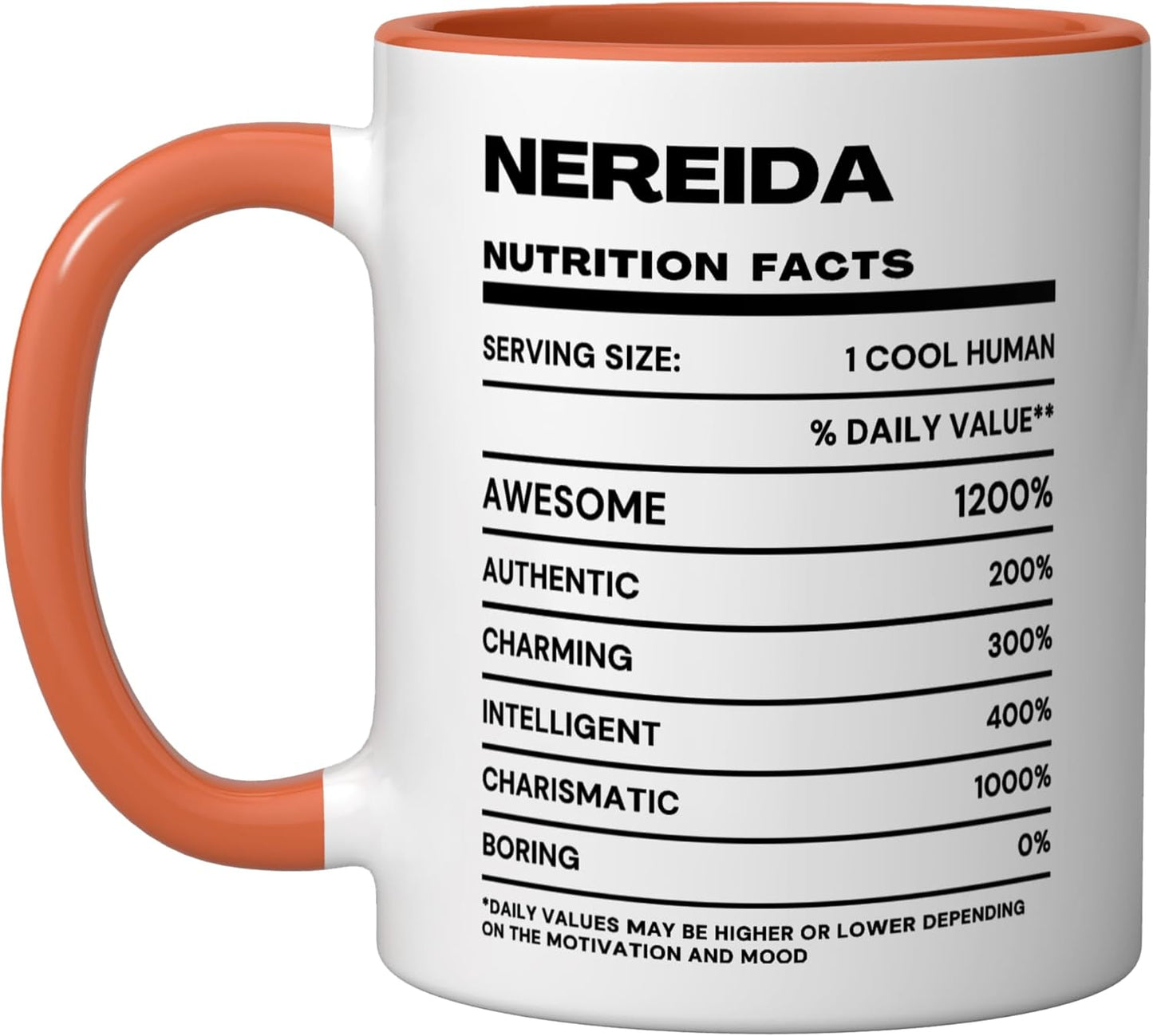 Taza Cerámica Nutrition Facts Naranja/Blanco