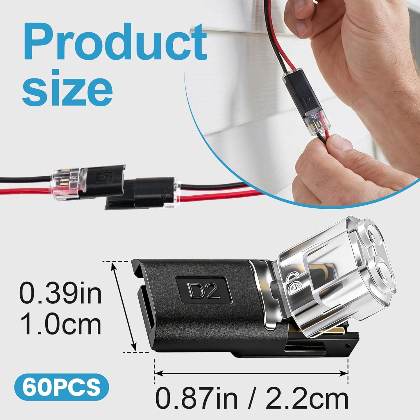 60 Conectores Rapidos Cable Negro 18-22 AWG
