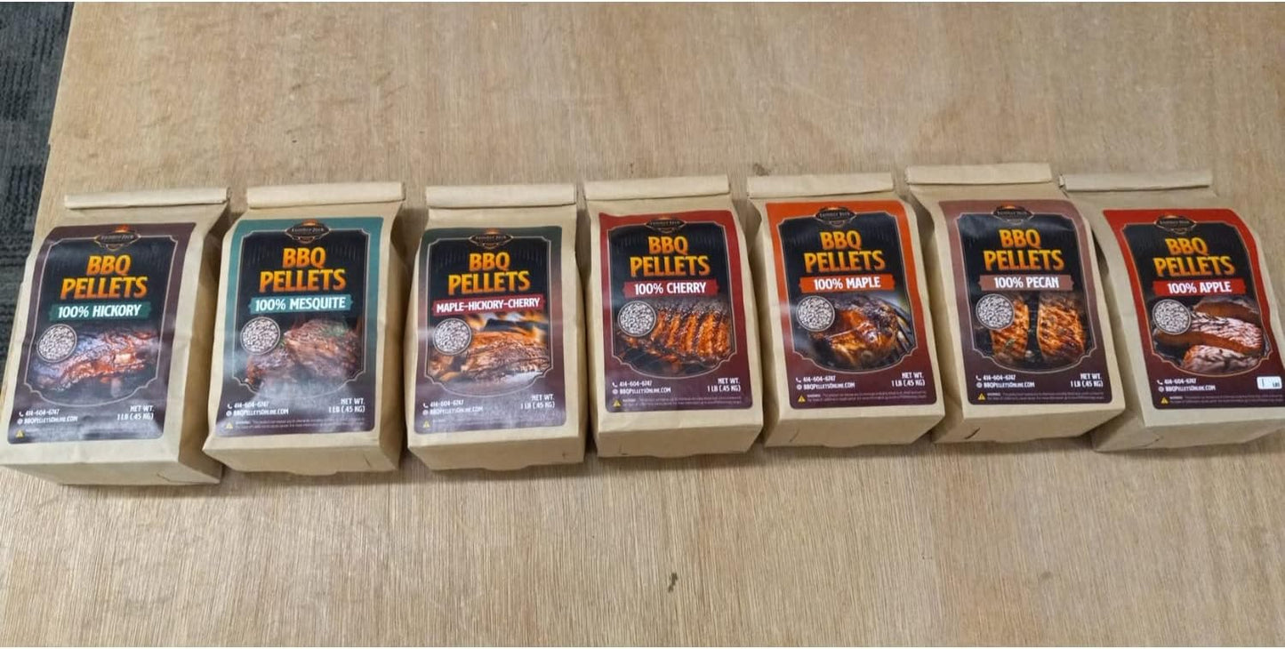 Paquete pellets barbacoa 1lb 7 variedades