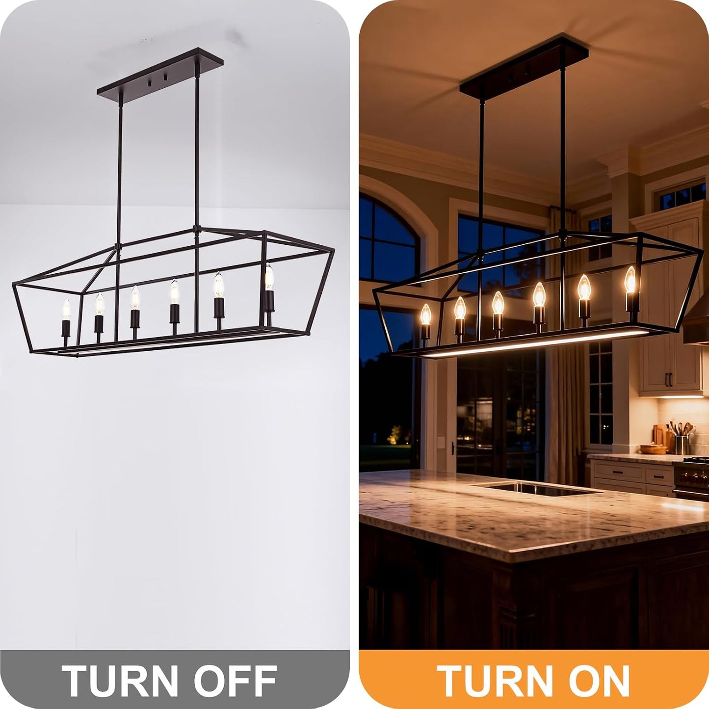 Lámpara colgante isla cocina 6 luces bronce aceitado E12