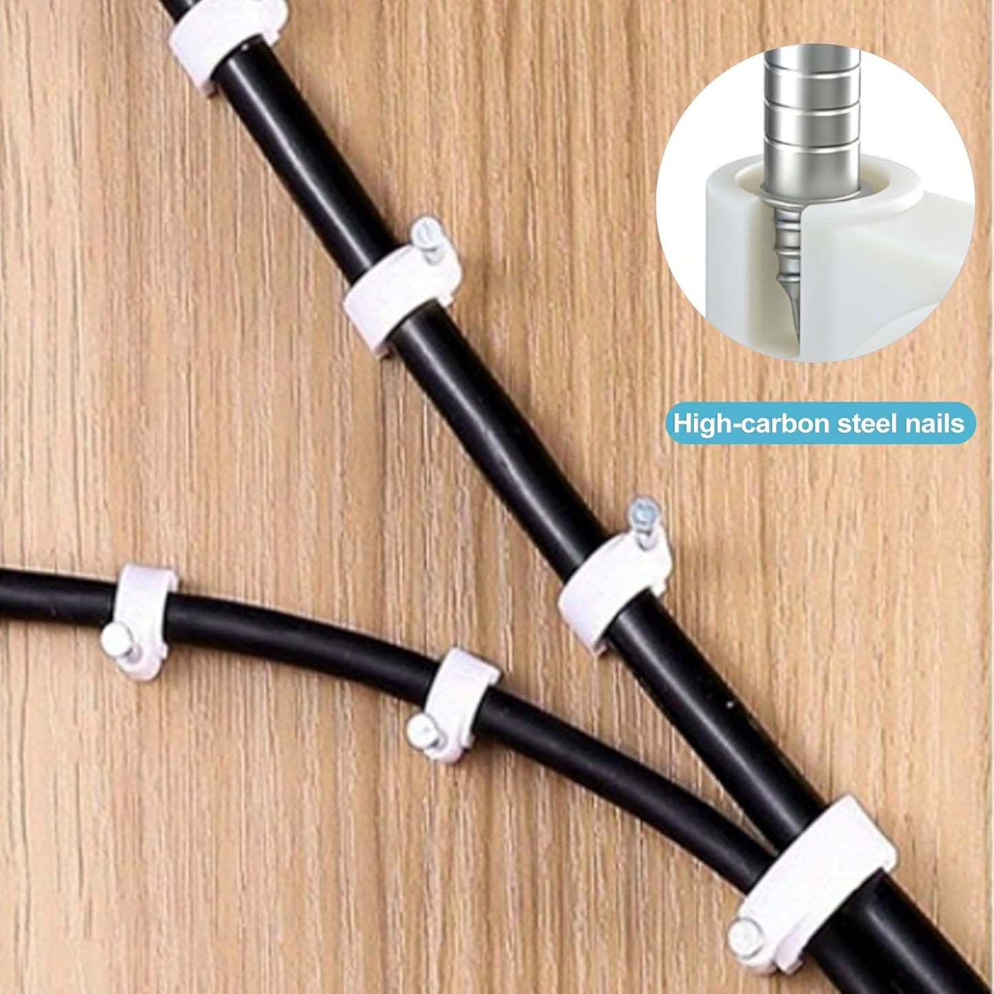400 Grapas Cable Blancas Clips Alambre 0.157-0.394pulg Con Clavos