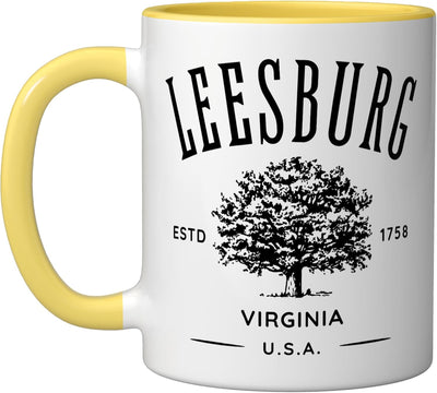 Taza Cerámica Estilo Vintage Leesburg Virginia Amarillo/Blanco