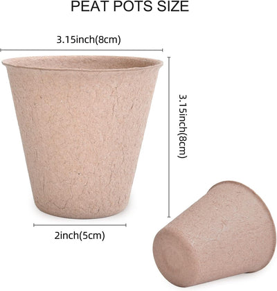 50 Macetas Turba 3.15pulg para Semillero con Etiquetas