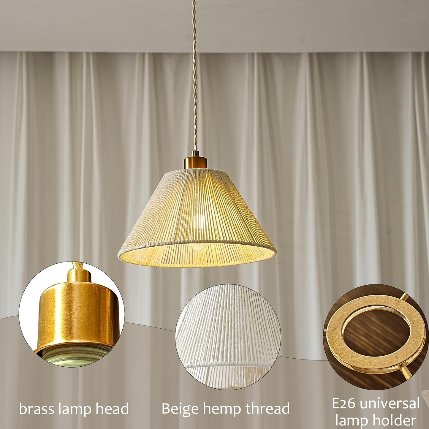 Lámpara colgante ratán estilo bohemio 12pulg cocina comedor