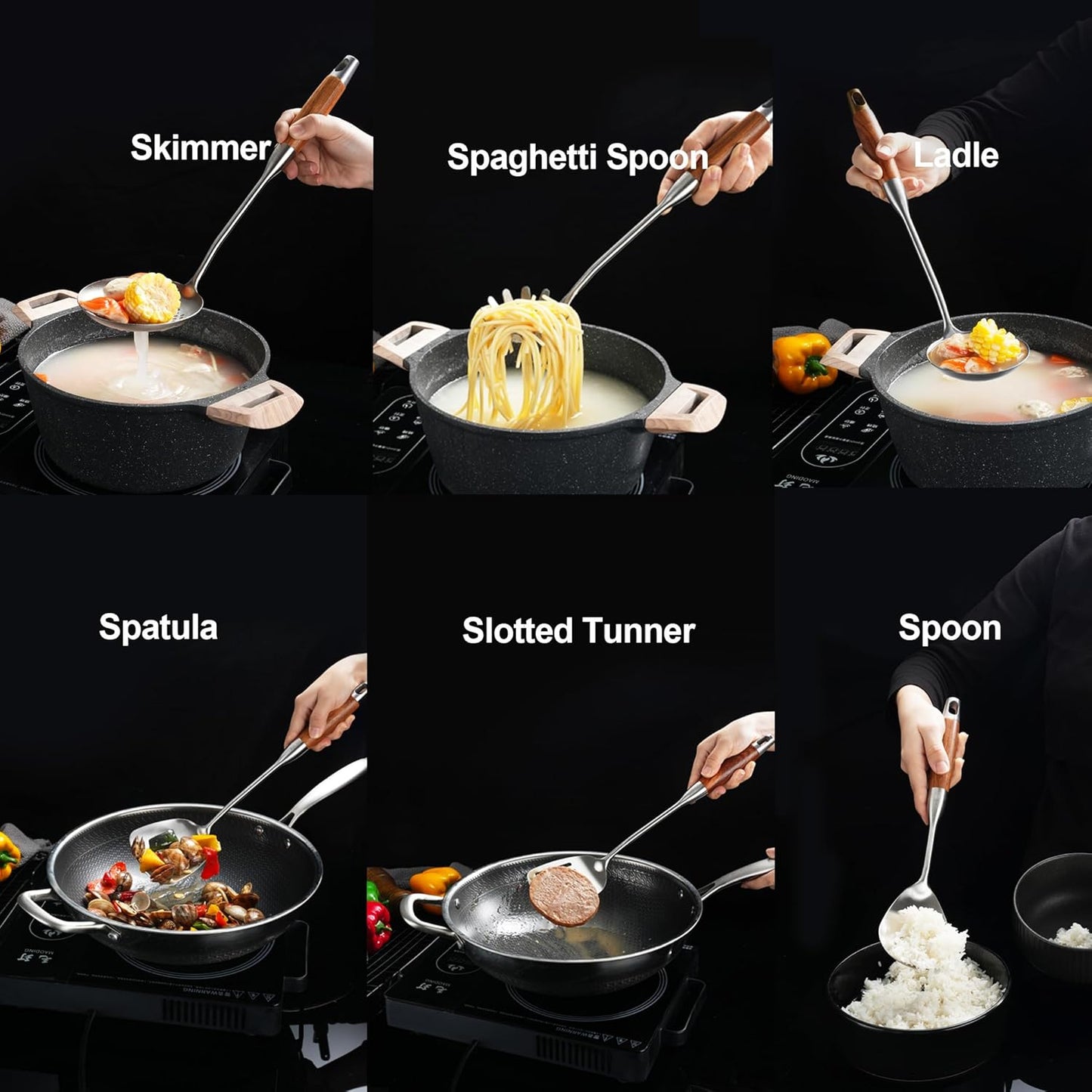 Juego de utensilios de cocina de acero inoxidable