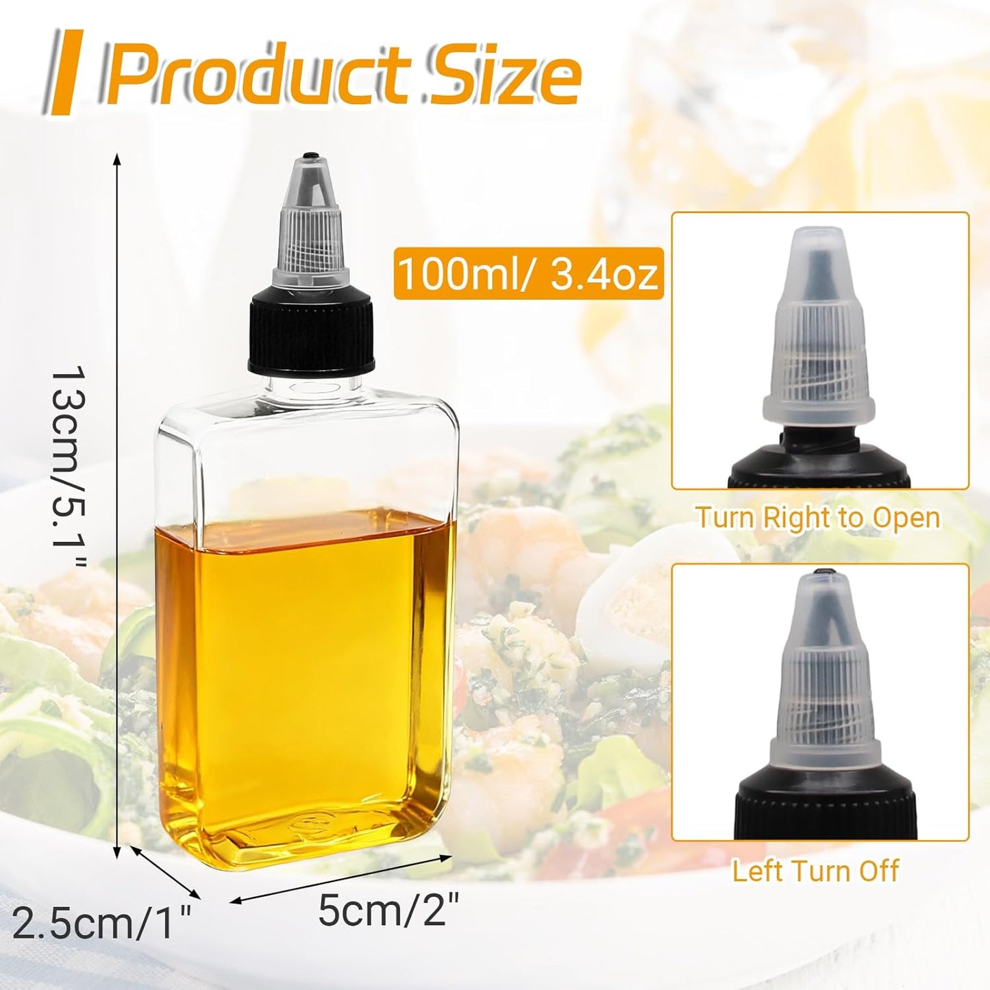 Dispensadores de aceite 3.4 oz a prueba de fugas con tapa giratoria