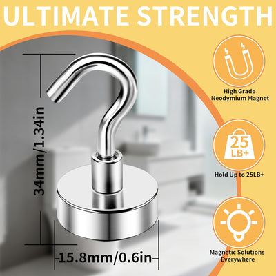 10 Ganchos Magnéticos Neodimio 30lb para Cruceros Cocina Hogar