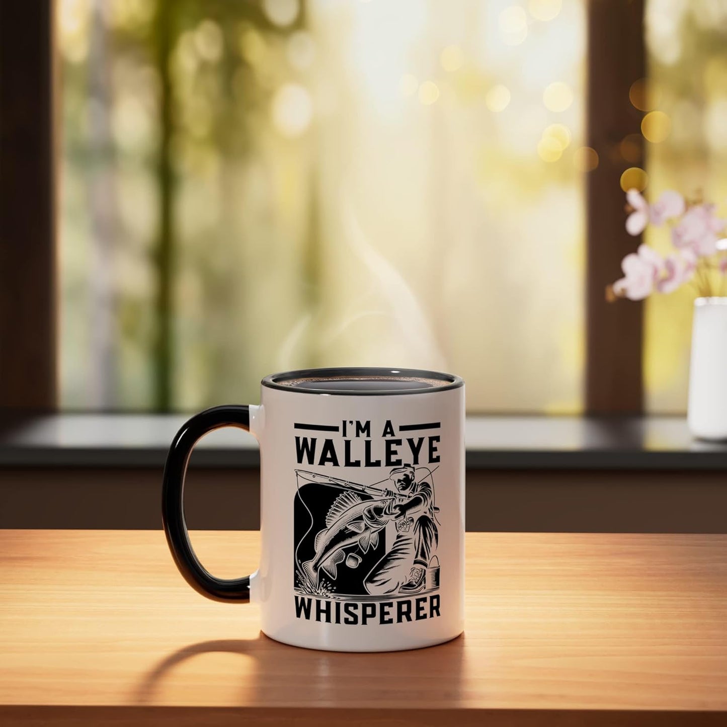 Taza Cerámica Pescador Negro/Blanco