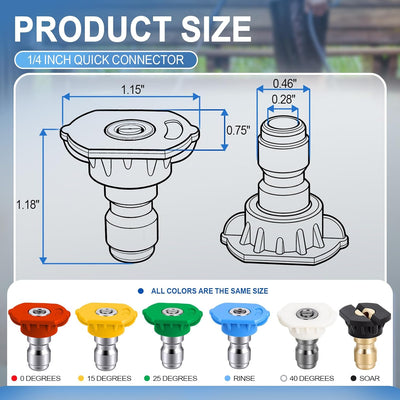 Set 6 puntas hidrolavadora acero inox 1/4 pulg 3.0 orificio
