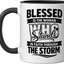 Taza de cerámica Strong Woman resistente a desafíos negra/blanca