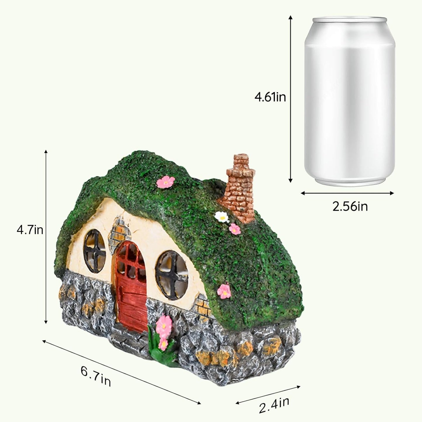 Casa solar hadas exterior con luces y estatuas resina