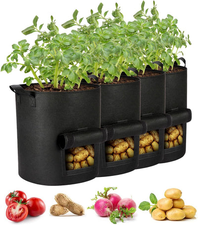 4 Pack Bolsas Cultivo Papas 10gal Macetas Tela Resistentes Asas