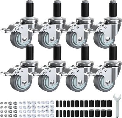 Ruedas giratorias acero inox 3pulg juego 8