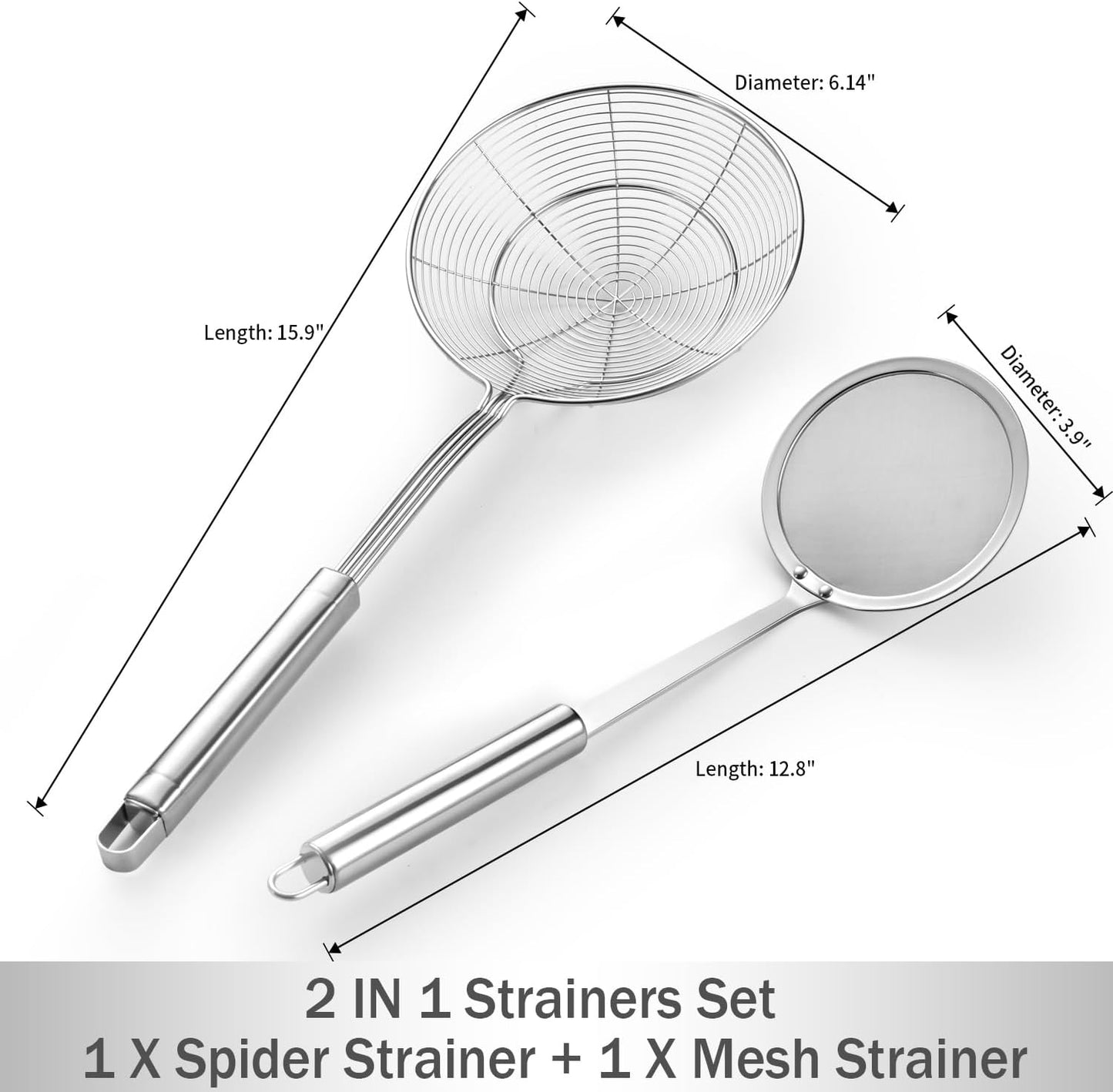 Colador de araña de aceite de 6.14 pulgadas acero inoxidable