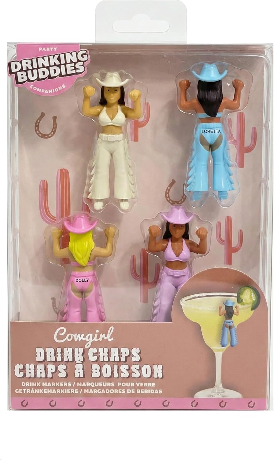 Marcadores de bebida reutilizables con dijes de copa cowgirl