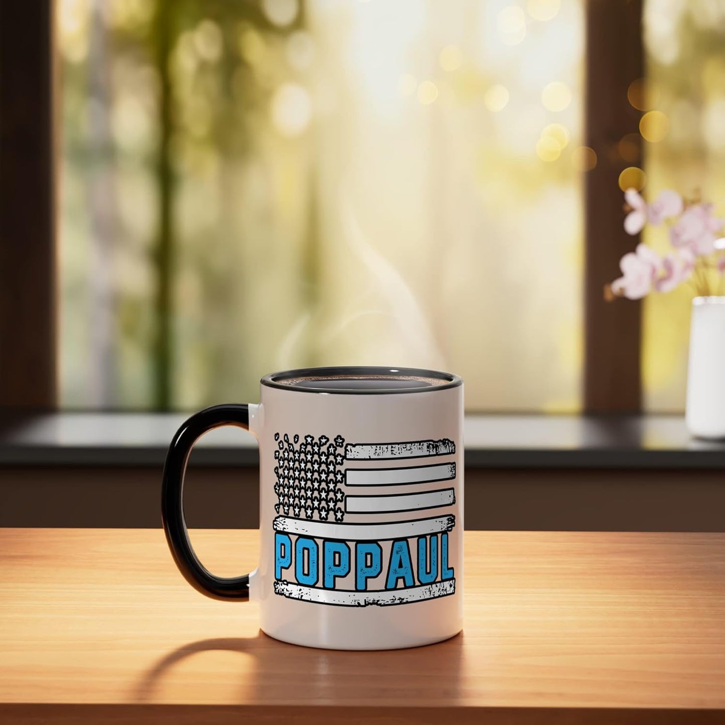 Taza Cerámica Bandera Americana Vintage Negro Blanco