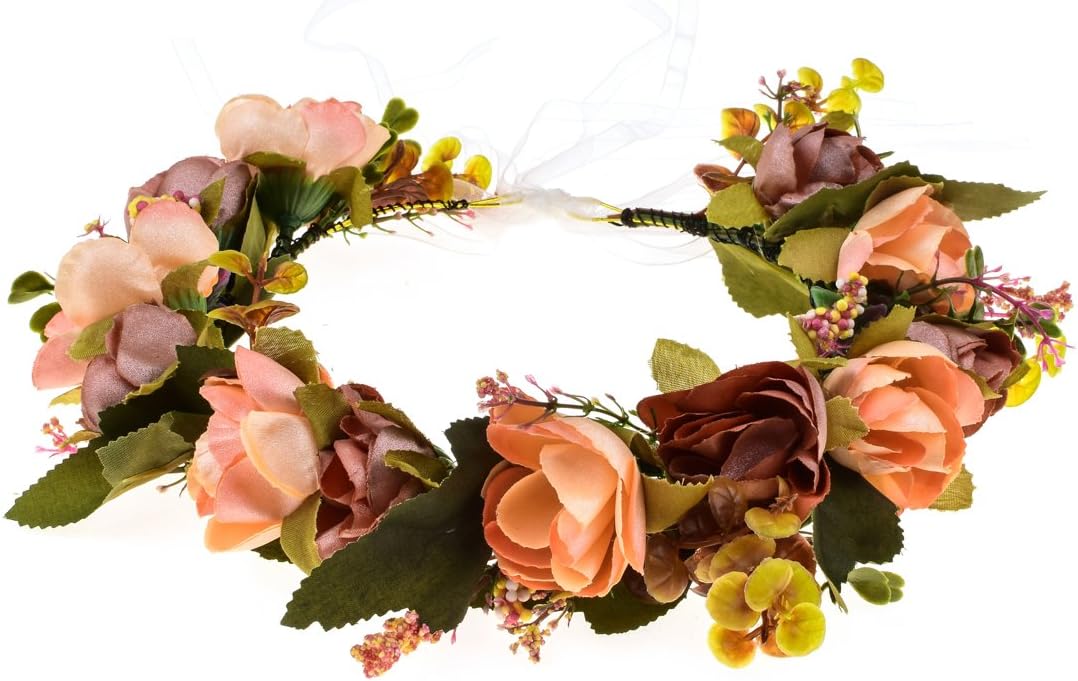 Corona flores para niña y mujer embarazada verde naranja