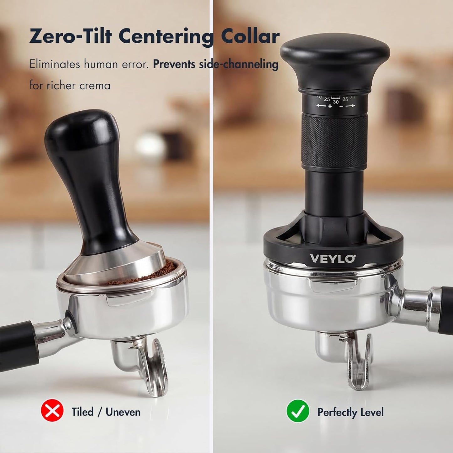 Tamper Espresso Ajustable 53.3mm Base Auto Nivelante