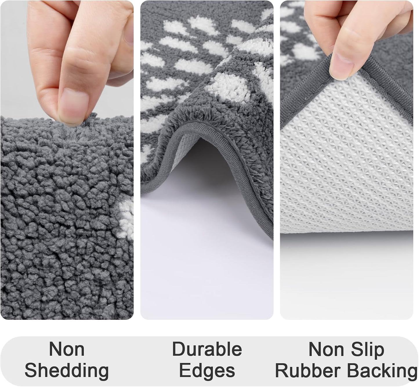 Set 5 Alfombras Baño Antideslizante Microfibra U-Shaped Gris Oscuro