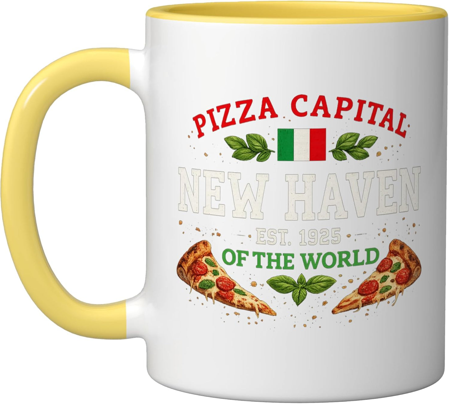 Taza cerámica Apizza CT amarillo/blanco