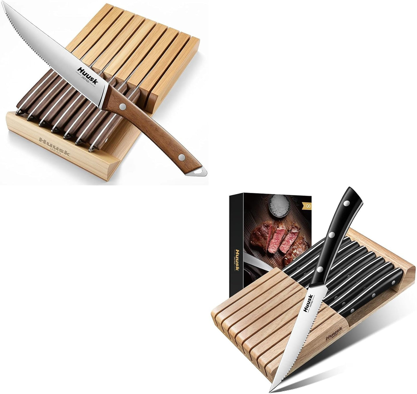 Set 8 Cuchillos de Carne con Bloque Doble Filo