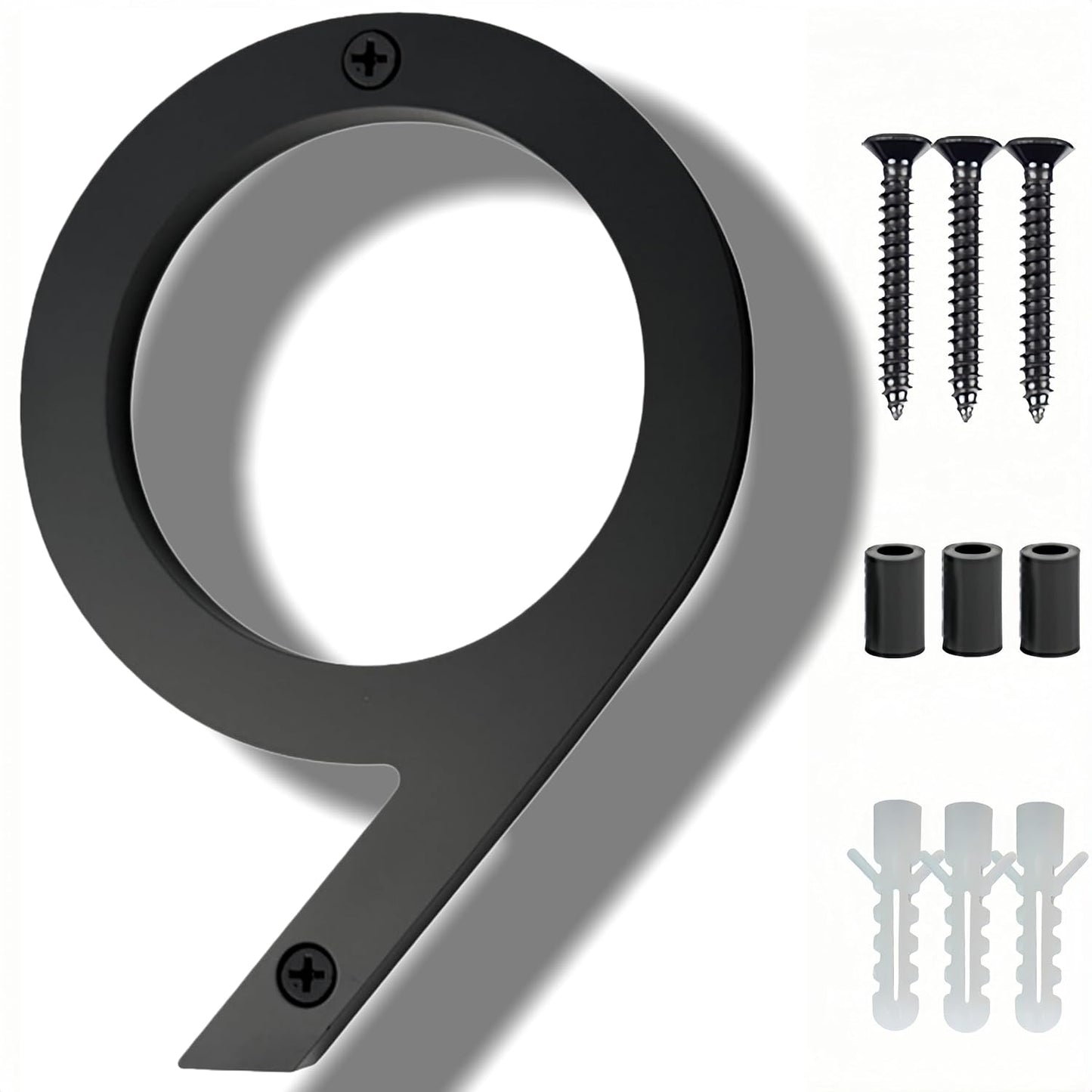 Números de casa modernos flotantes 5pulg sombra negra kit uñas