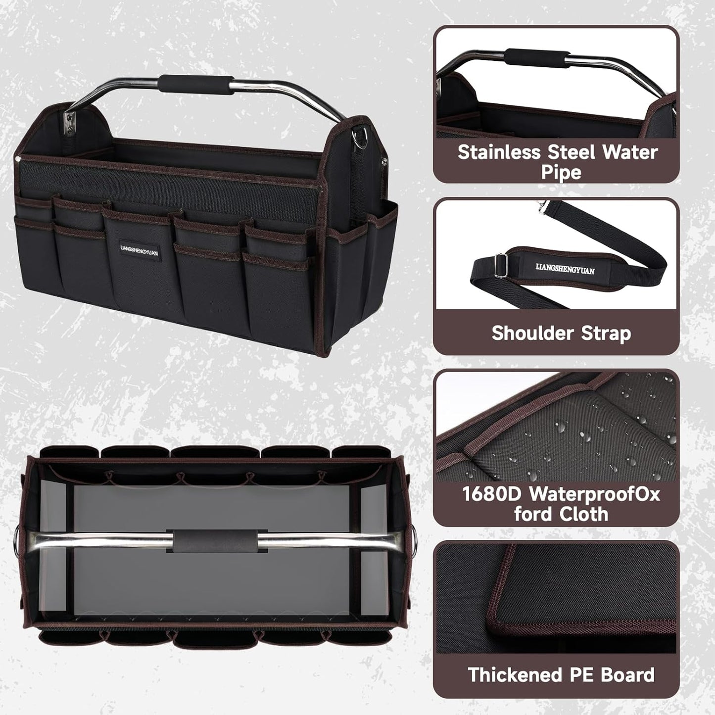 Bolsa herramientas 22pulg 30 bolsillos impermeable plegable