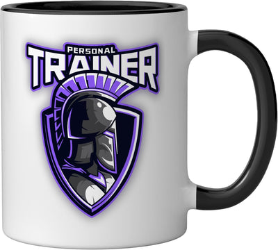 Taza de cerámica para entrenador personal con cubierta negra/blanca