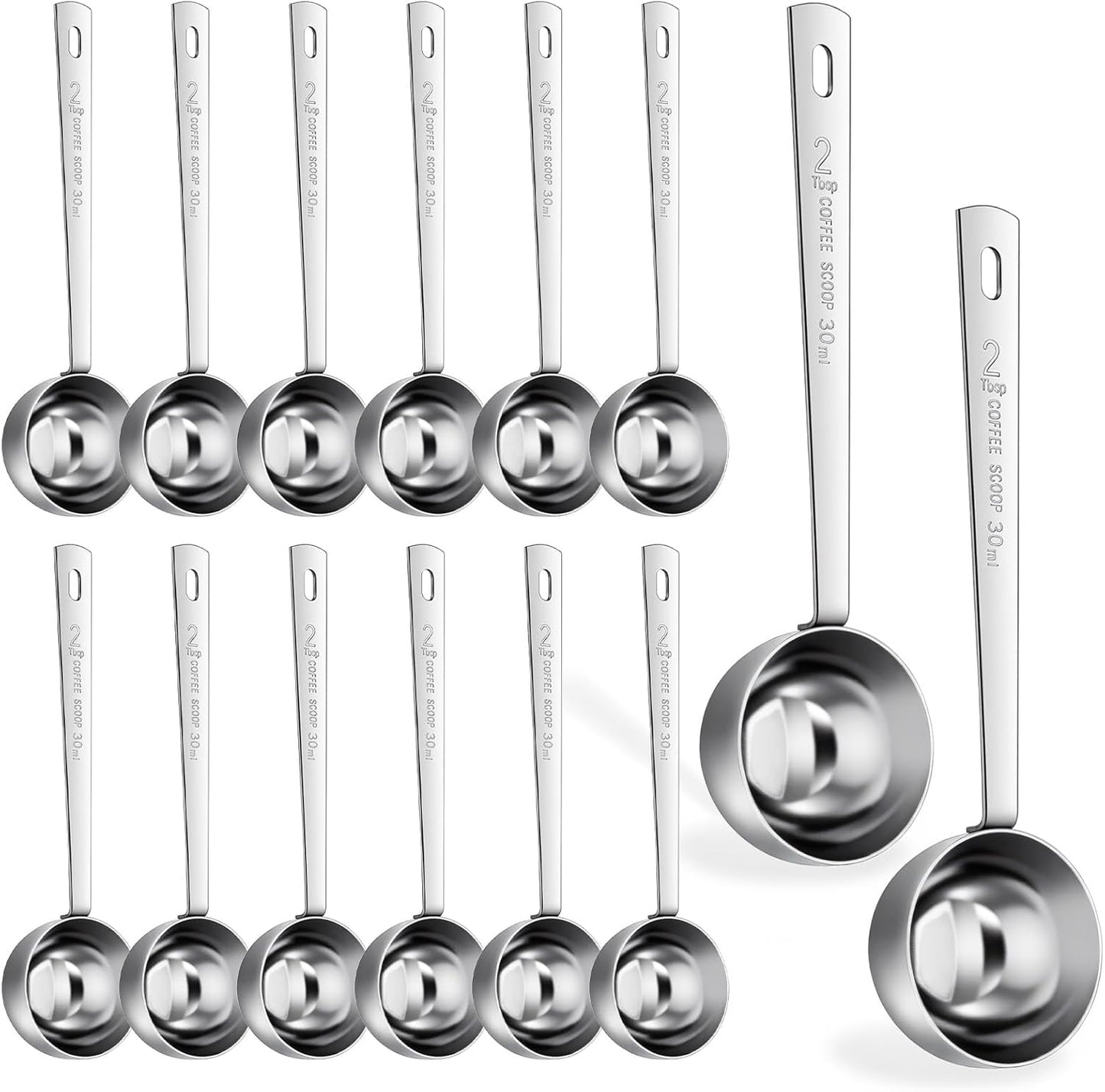 Cucharas medidoras de acero inoxidable con mango largo para café, leche, azúcar y especias