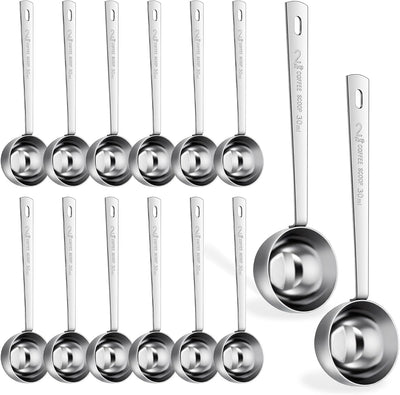 Cucharas medidoras de acero inoxidable con mango largo para café, leche, azúcar y especias
