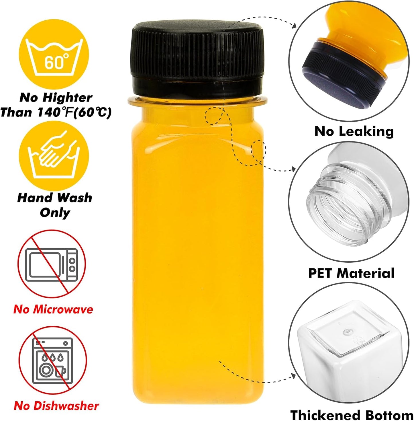 36 Botellas Plástico 2oz Con Tapas Reutilizables Transparentes