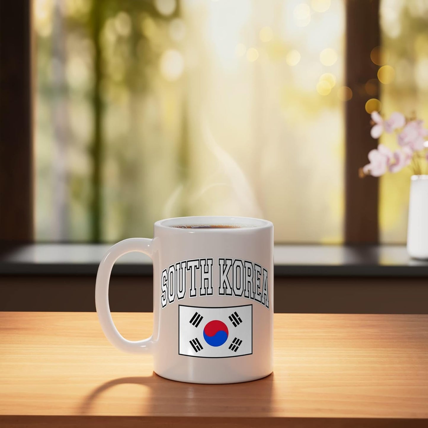 Taza Cerámica Estilo Universidad Coreana Blanca