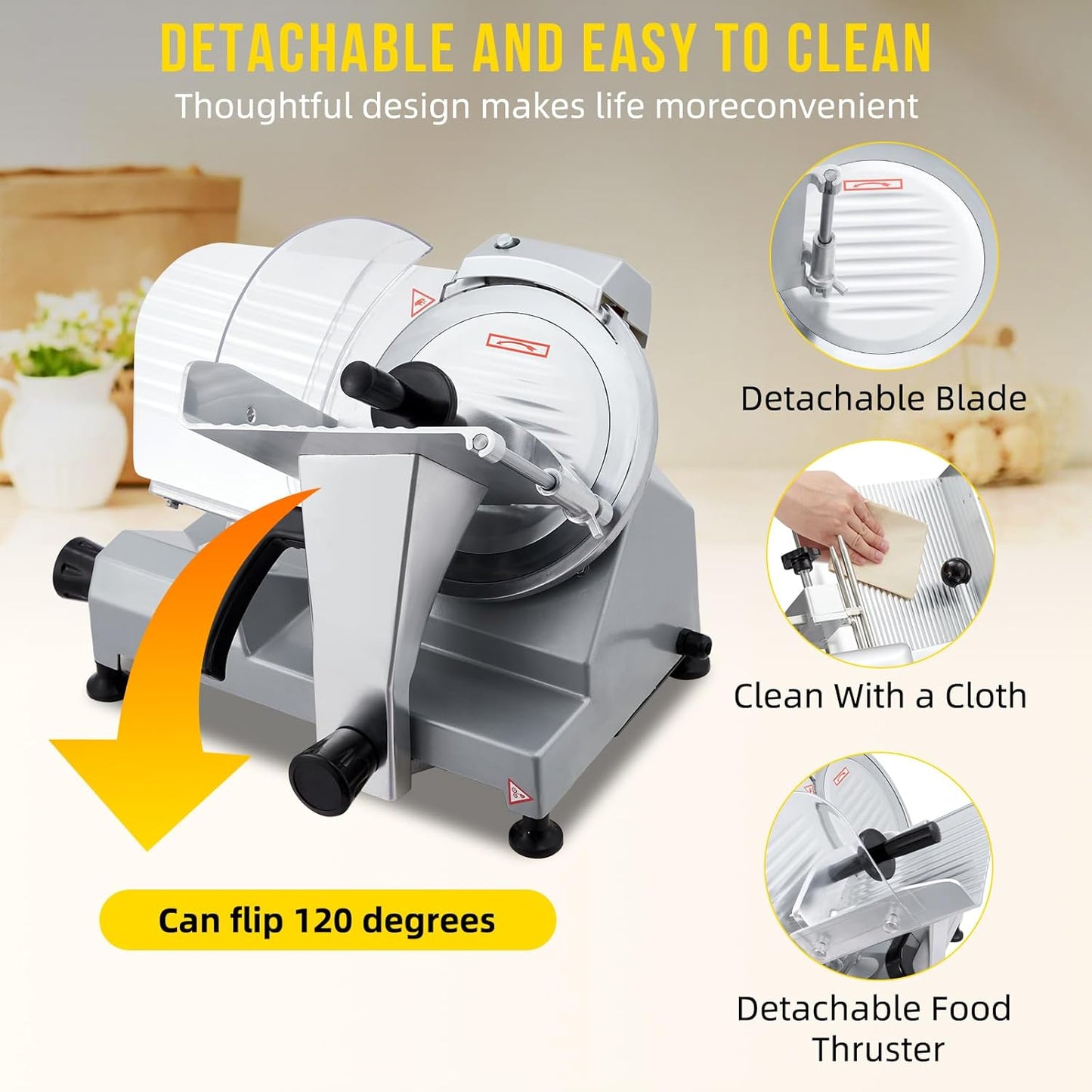 Cortador carne eléctrico acero inox 10pulg ajustable 240W