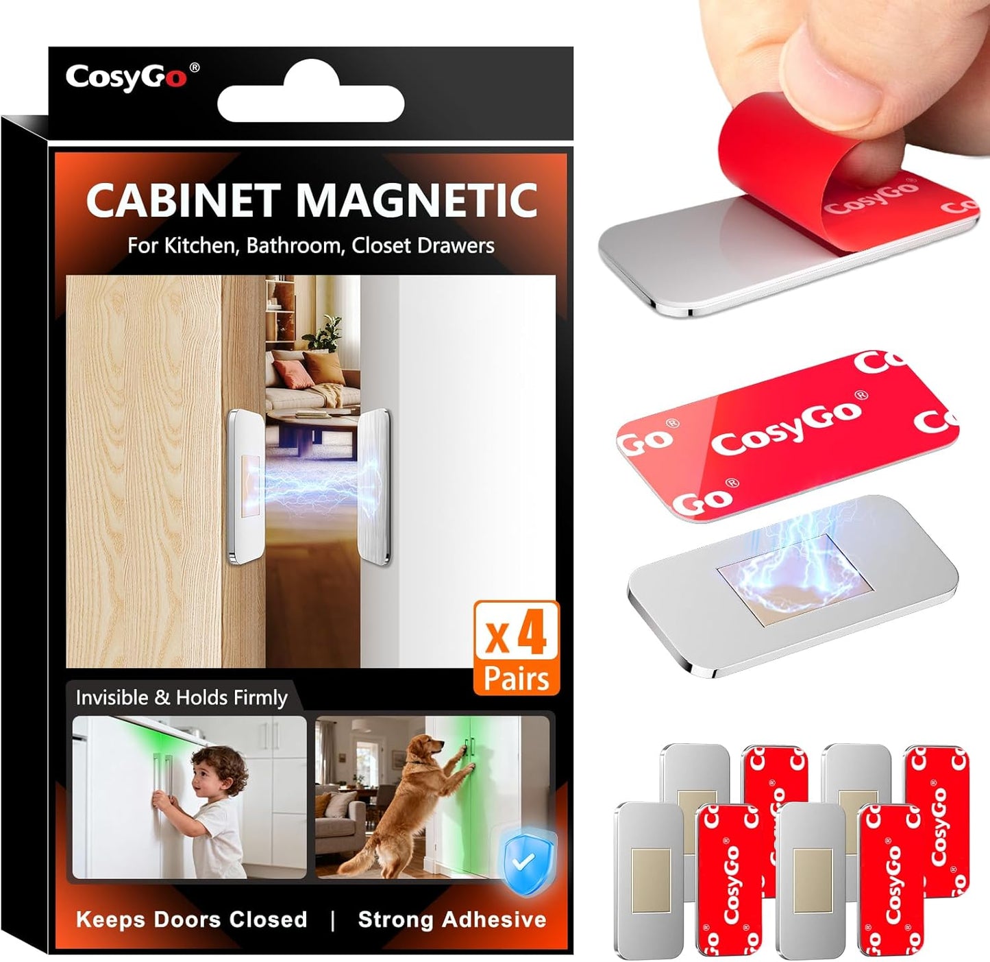 Set 4 Cierres Magnéticos Extra Fuertes para Puerta Gabinete