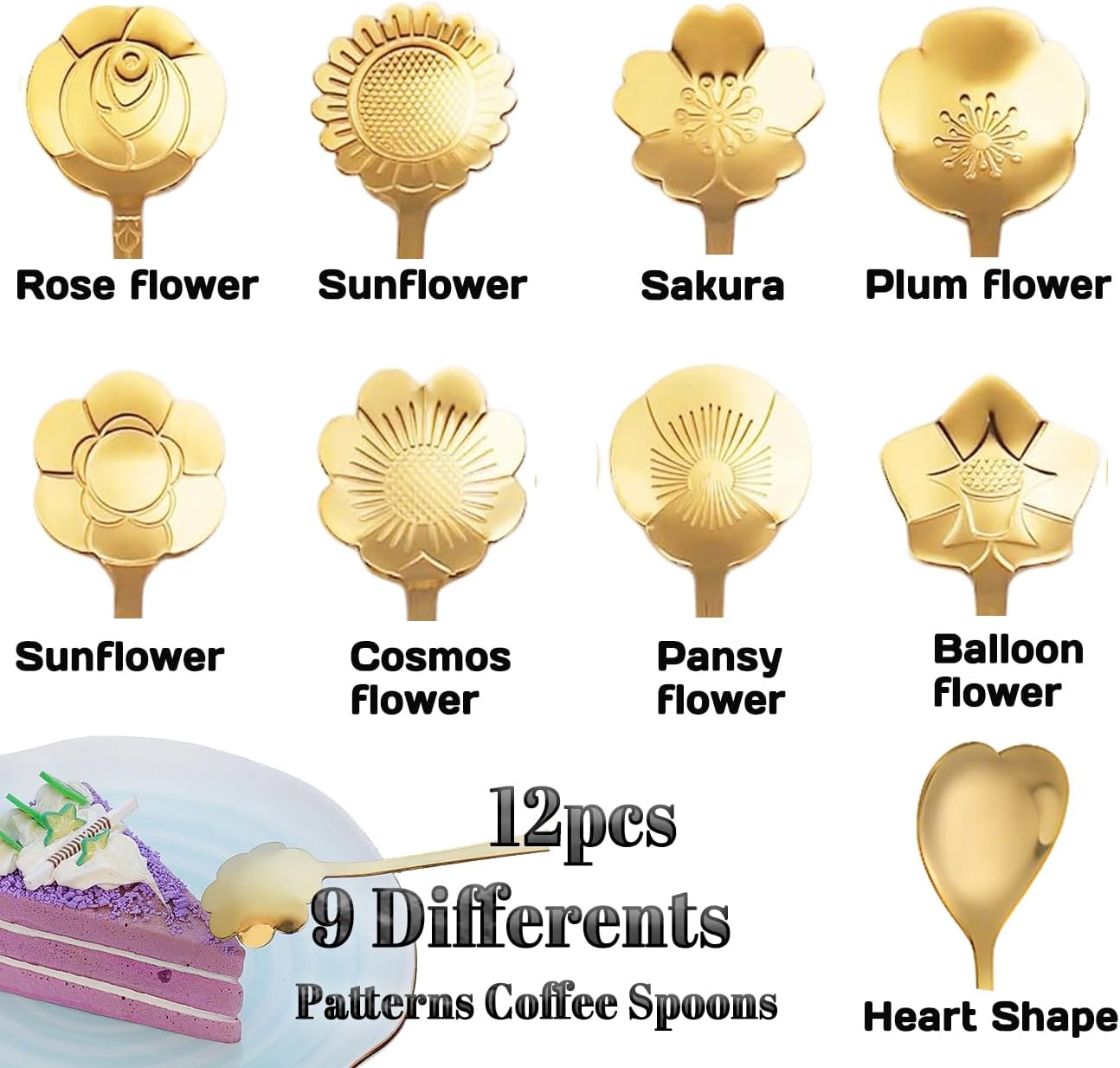 Set 12 Cucharas Té Cafetera con Bolsa Almacenamiento Acero Inox